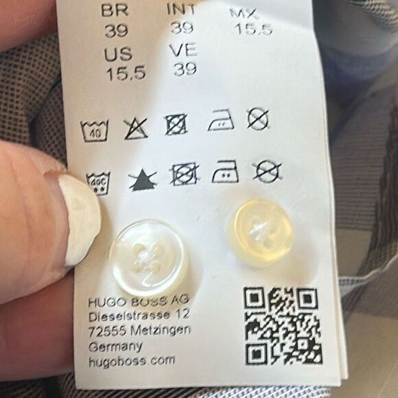 Hugo Boss Mens Slim Fit Long Sleeve Button Up Shirt Size 15 1/2 39 Purple Gray - Picture 8 of 9